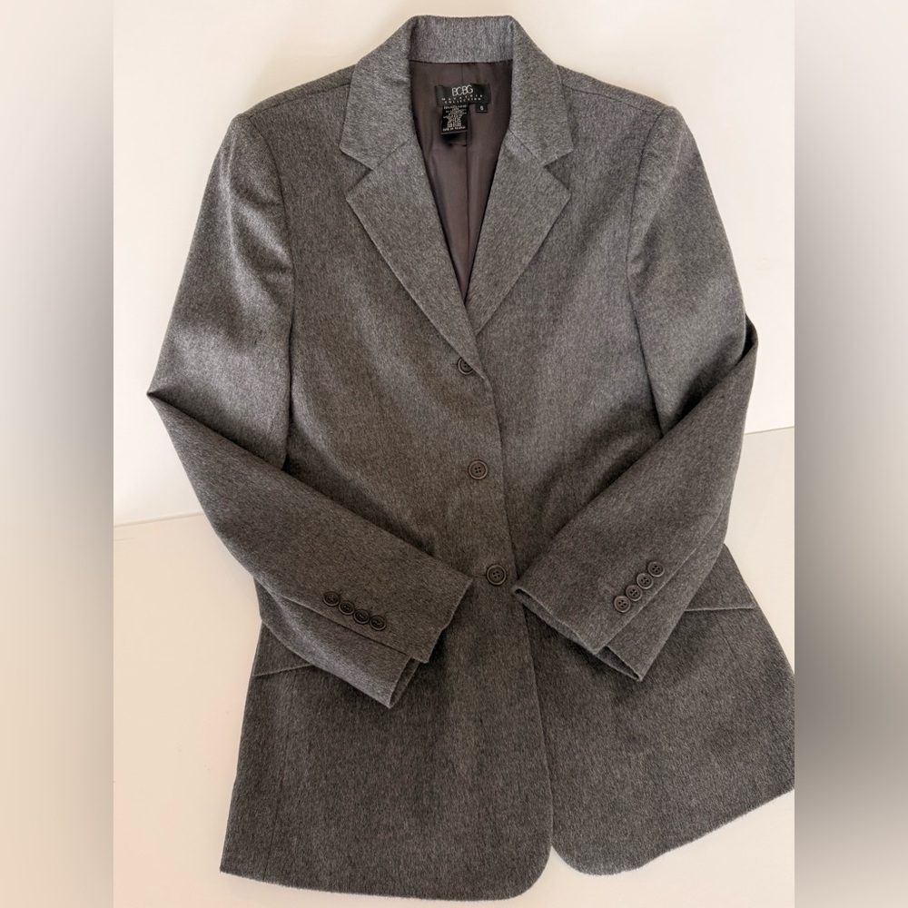 BCBGMAXAZRIA Gray Wool Blend Blazer Jacket Women Size 6 Casual Work Office